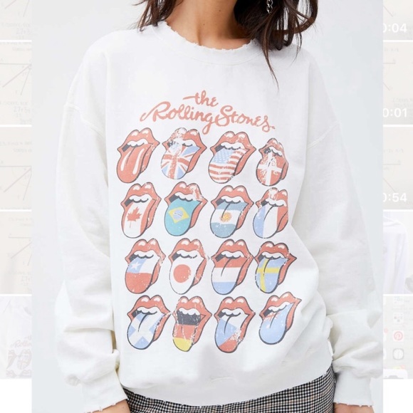 ROLLING STONES tongues distressed graphic oversized sweatshirt Urban Outfitters - Picture 3 of 9